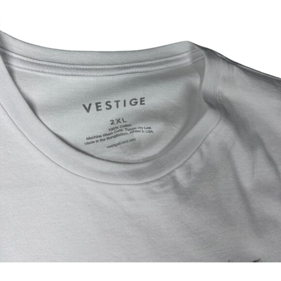 Vestige Men's White Palm Tree Graphic T-Shirt 2XL Crewneck Casual Summer Tee - Picture 4 of 8